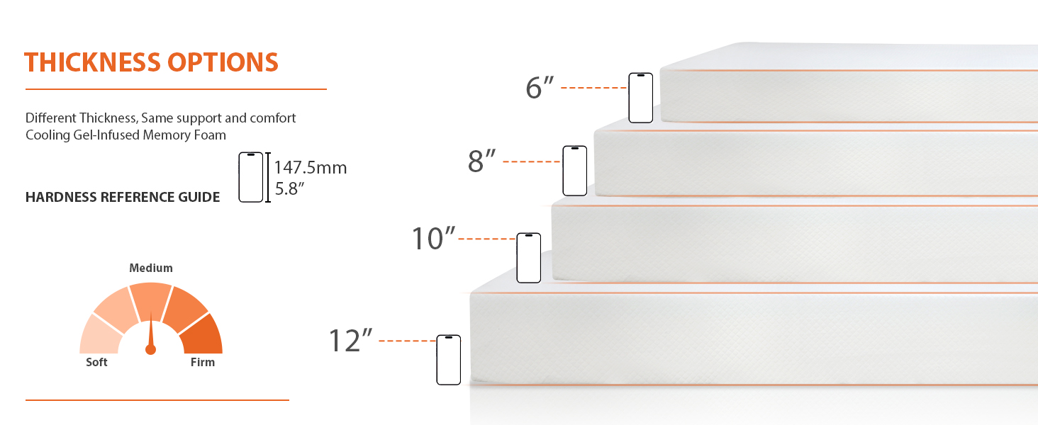 6 inch Full Size Mattress, Gel Memory Foam Full Mattress