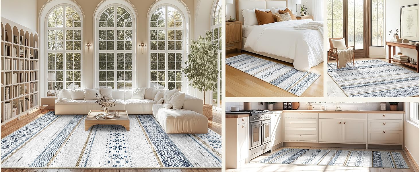 Moroccan 01 Area Rug-Blue Brown