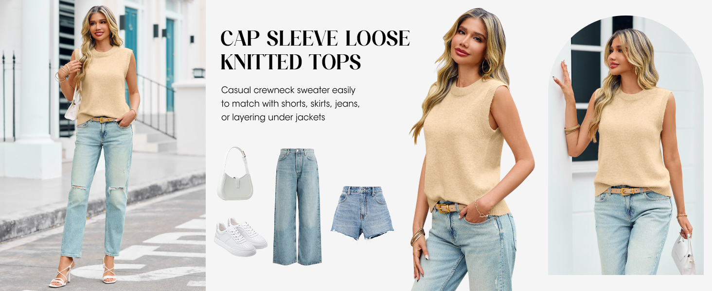 Cap Sleeve Loose Knitted Tops