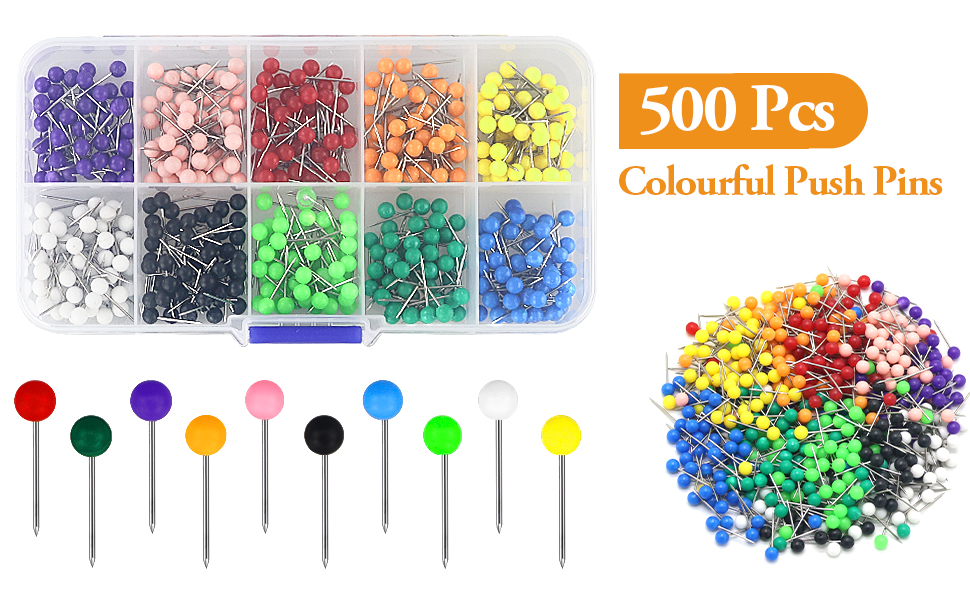 500 Puntine Da Mappa Colorate - Testa In Acciaio Con 10 Simboli, 1.5 Cm, Per Segnalare Percorsi E Punti Di Interesse