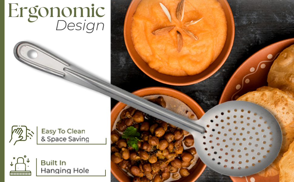 Alpine Cuisine Stainless Steel Skimmer Spoon 13 Inch