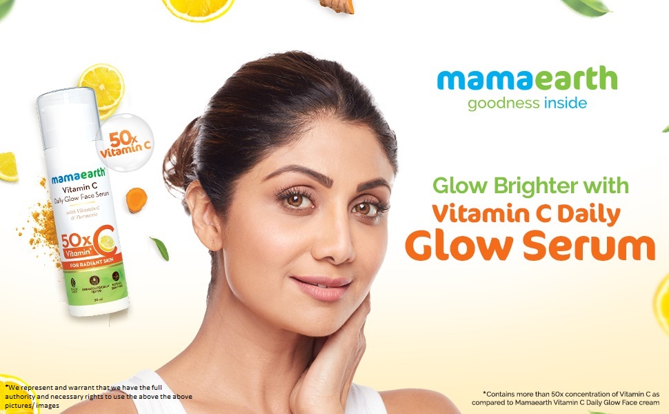 Mamaearth Vitamin C Daily Glow Face Serum, Vitamin C Face Serum For Glowing Skin and dark spots
