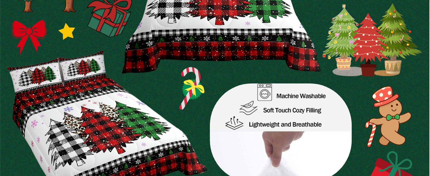 Christmas Snowflake Kids Comforter Set Twin Size,Plaids