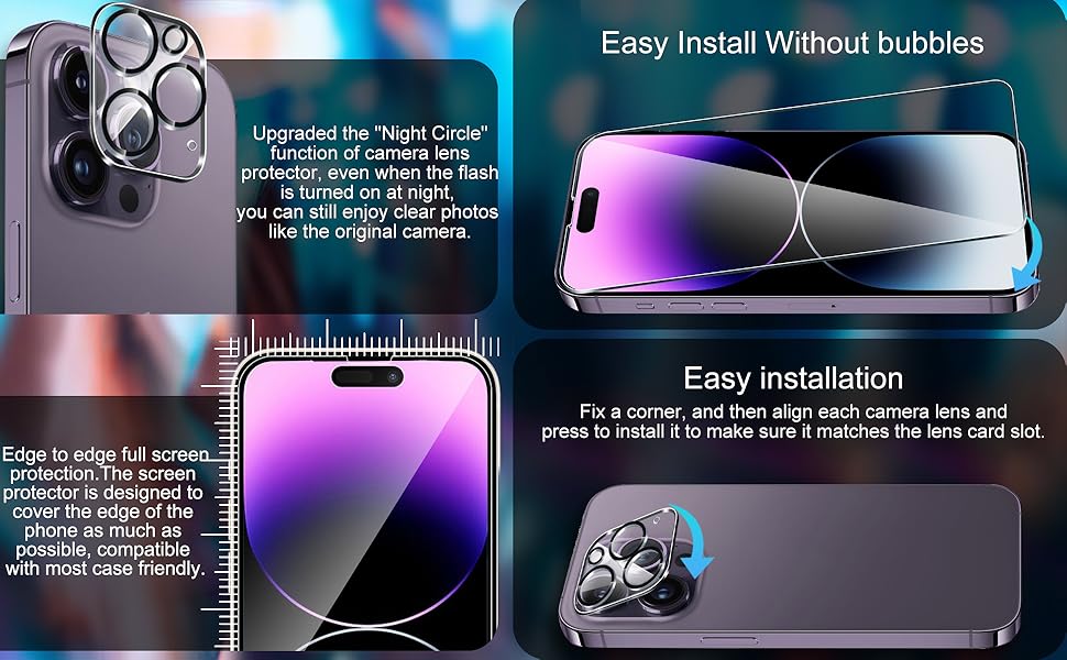 TQLGY for iPhone 14 Pro Max Screen Protector, Screen Protector for iPhone 14 Pro Max Tempered