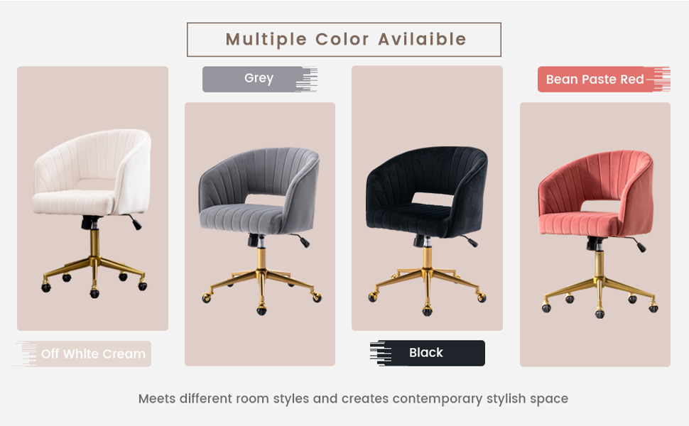 ABET Home Office Chair, Desk Chair with Wheels, Velvet