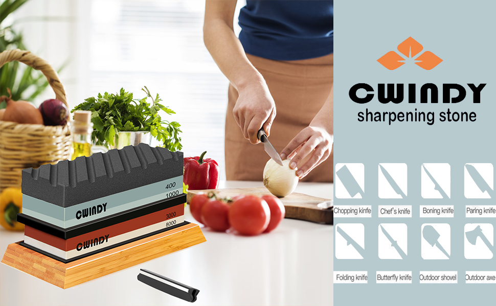 Whetstone Sharpening Stone Kit Dual Sided 400/1000 & 3000/8000 Grit Professional Whetstone Knife