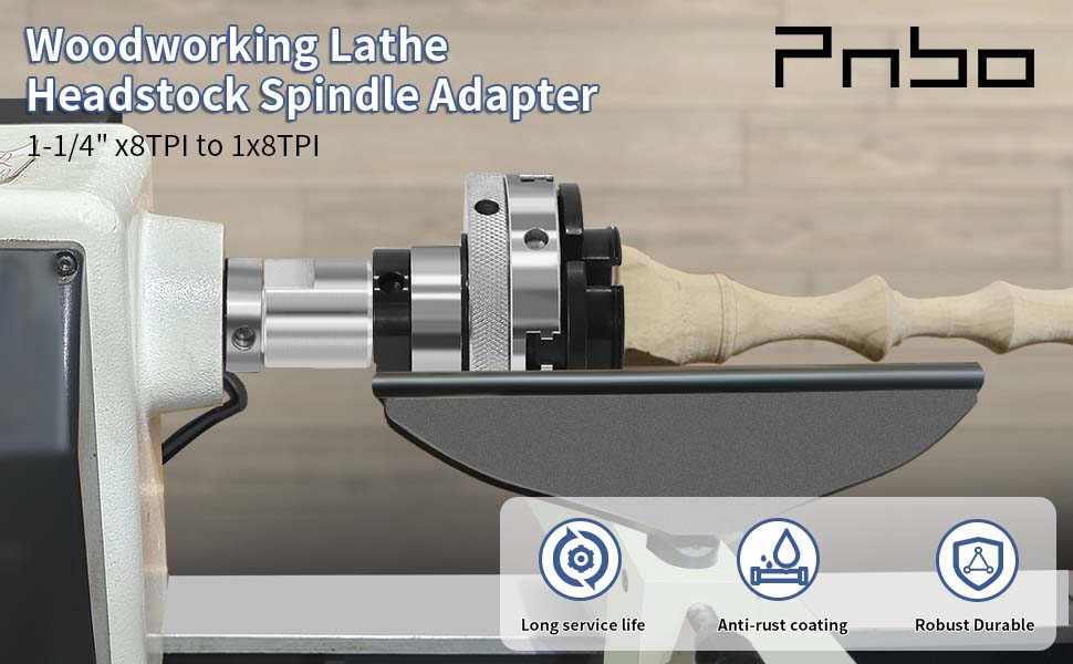 PNBO Woodworking Lathe Headstock Spindle Adapter, Converts 11/4" x