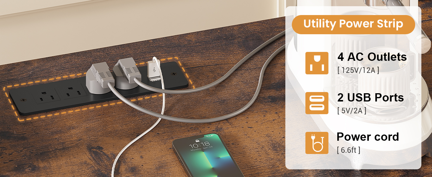 Kitchen Bakers Rack with Built-in Power Outlet