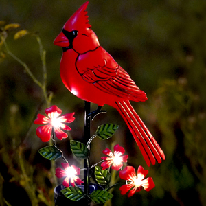 Amazon.com: Cardinal Decor Garden Stake,Solar Metal Red