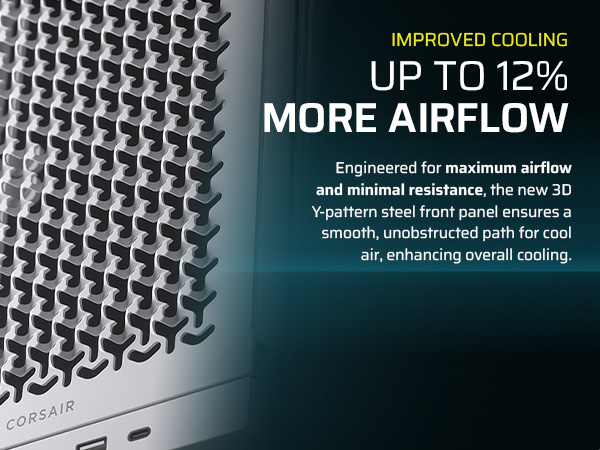 steel front panel; high airflow panel; high airflow case; y-pattern front panel; high cooling case;