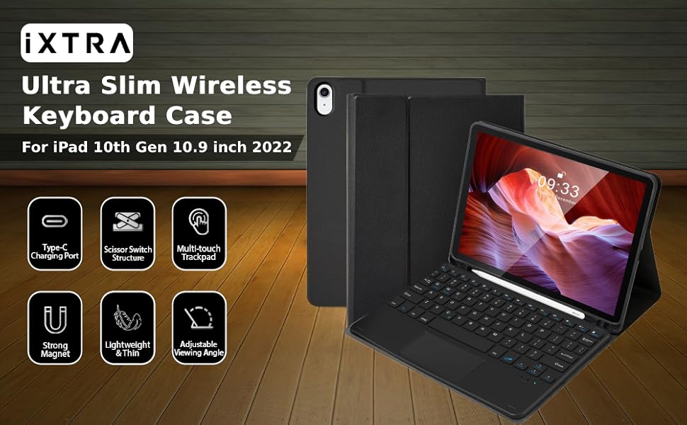 iXTRA iPad Keyboard Case for iPad 10th Generation 10.9 inch