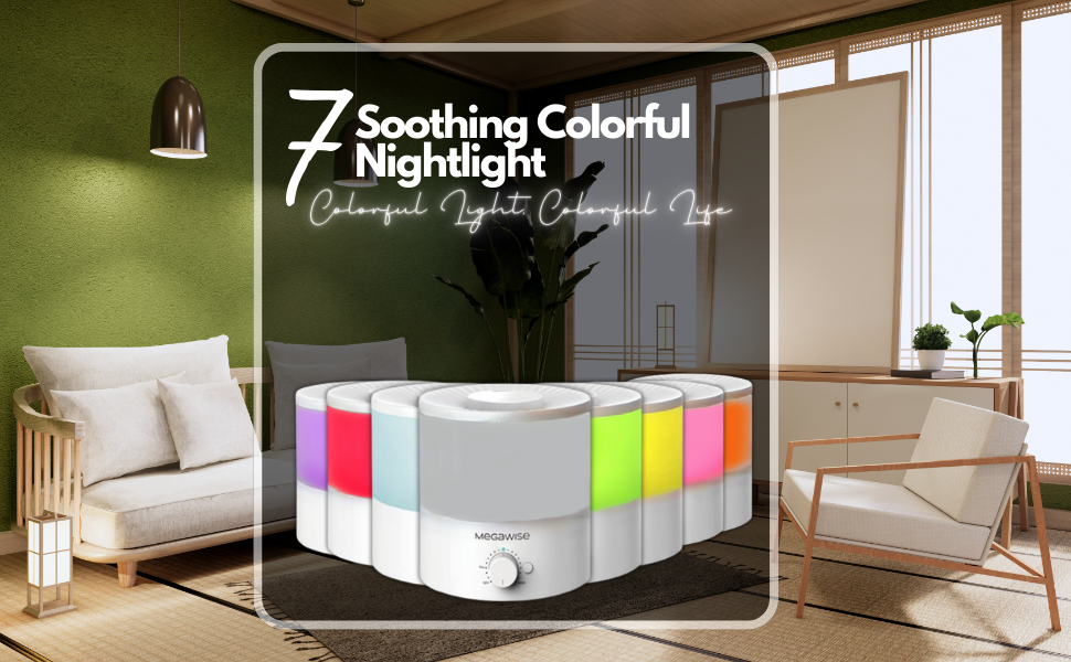 Megawise Cool Mist Humidifier with Top Refill Design, 2L
