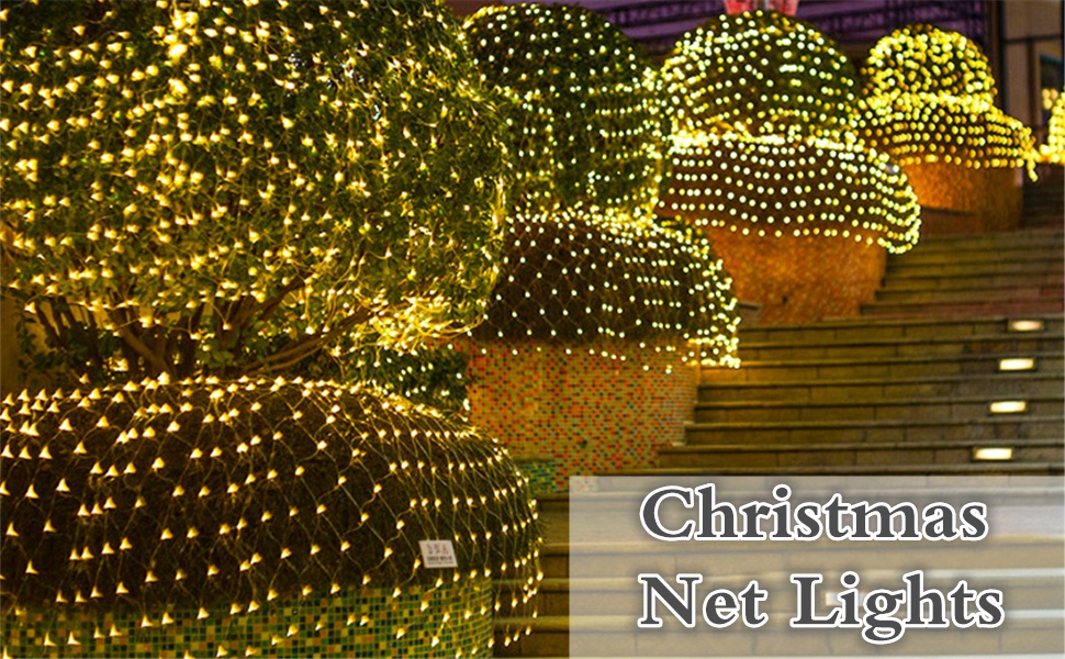 Joomer 12ft x 5ft 360 LED Christmas Net Lights, 8 Modes Bush Mesh