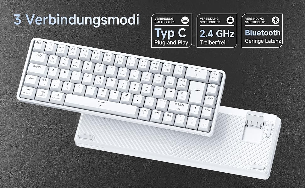 TMKB T68 Gaming Tastatur,60% Kabellos Mechanische RGB Tastatur mit Bluetooth/2.4G/Typ-C