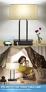 Dimmable Table Lamps with Cream Shade