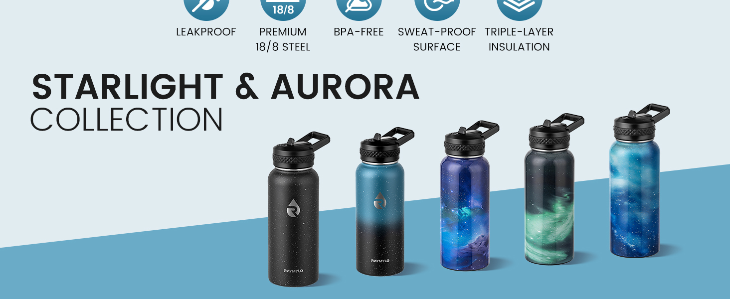 RAYMYLO Insulated Water Bottle, Triple Wall Vacuum Stainless Steel Water Bottles