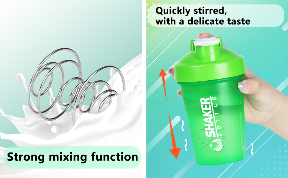 XTKS Shaker Bottle, 400ml Small Protein Shaker Cup with Mixing Ball for Smooth