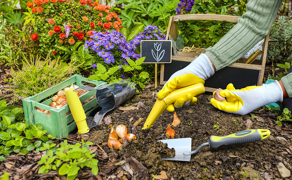 Jardineer 4Pcs Bulb Planter Tool, Durable Bulb Planter Set for Quick