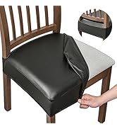 NILUOH Waterproof Seat Covers for Dining Room Chairs Set of 4, Pu Leather Chair Seat Slipcovers D...