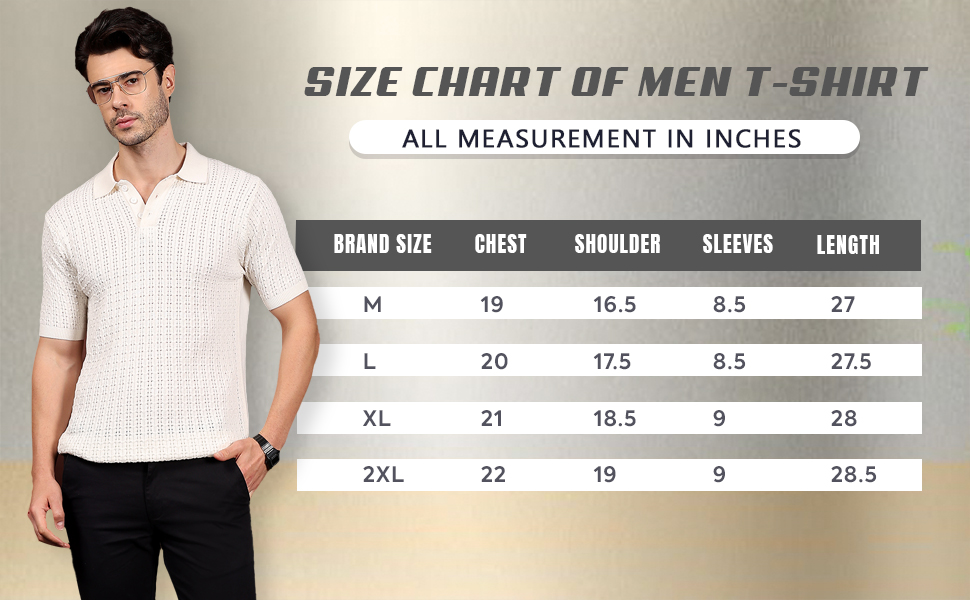 men polo size chart