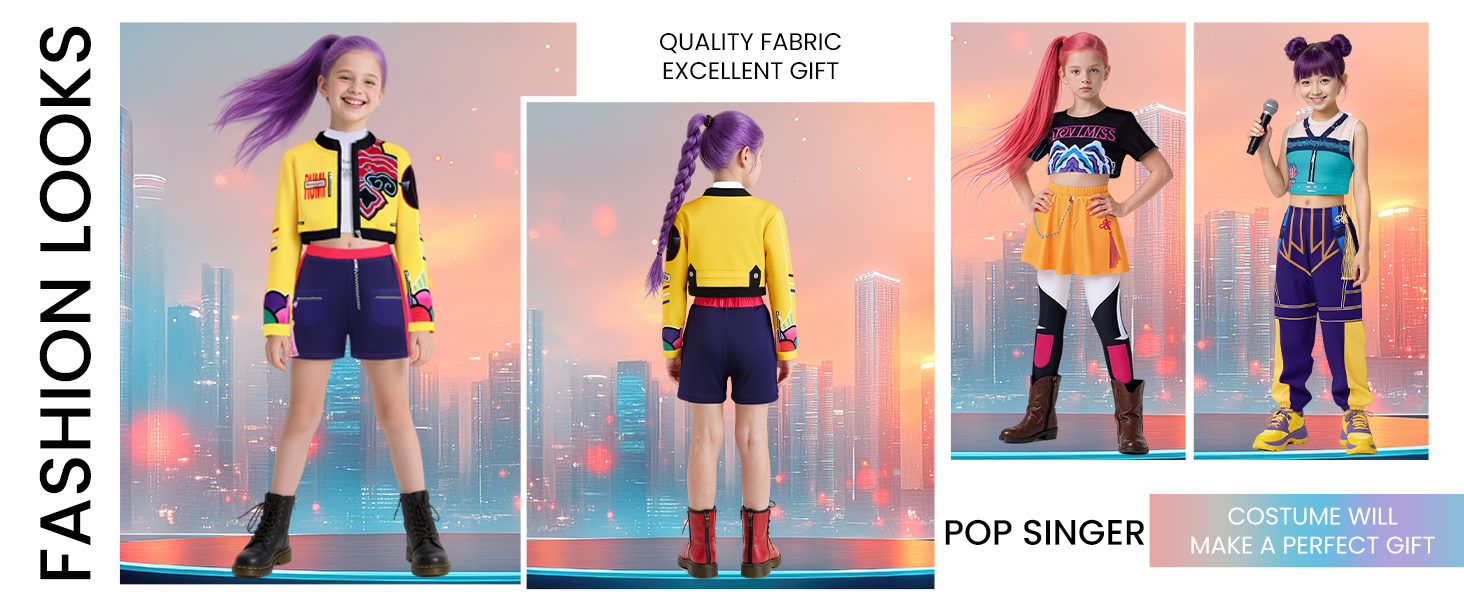 Girls Demon Pop Singer Hunters Costume