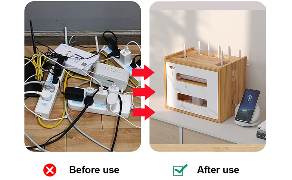 Wooden Wireless WiFi Router Storage Box Router Shelf Modem