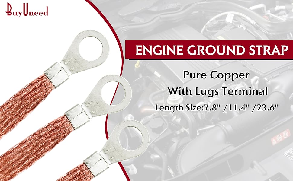 Ground Strap Copper Braid Automotive Engine Grounding Kit