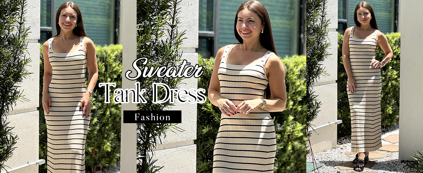 Women's Sleeveless Striped Bodycon Maxi Dress