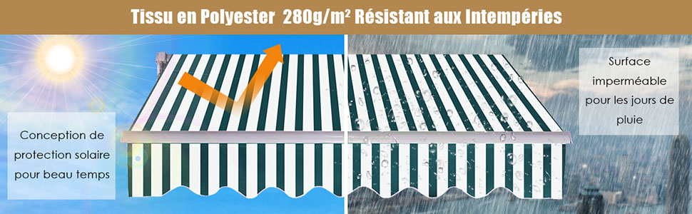 RELAX4LIFE Store Banne 3X2,5M Rétractable Réglable 0-35° Avec Manivelle Manuel Et Revêtement Imperméable, Auvent Anti-Soleil Avec Cadre En Alu Durable Pour Balcon, Jardin, Patio (Bleu Foncé) 14 5