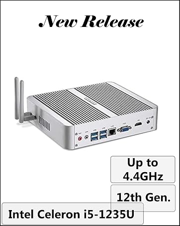 KINGDEL Mini PC Gaming, Fanless Small Desktop Computer with i5 12th Gen. CPU