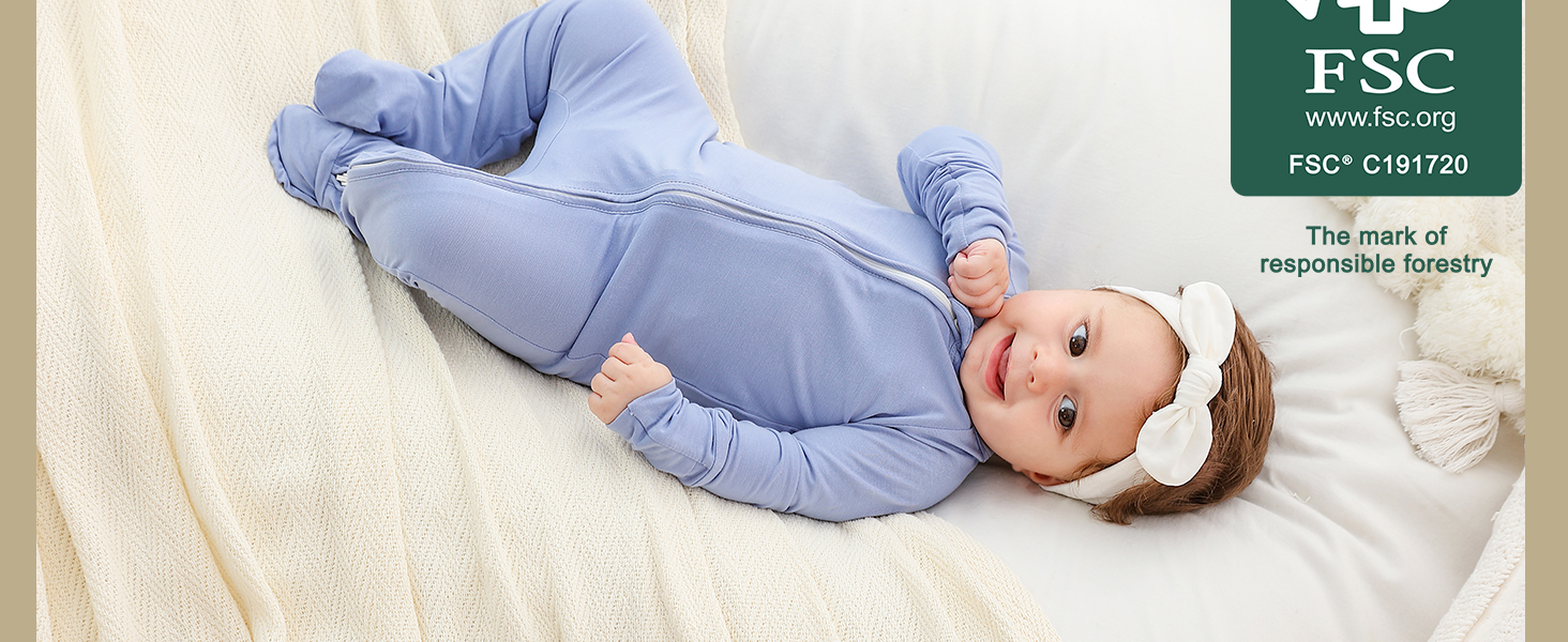 baby boy footie pajamas 0-3 months infant newborn viscose from Bamboo Sleeper Zipper footie romper