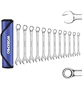WORKPRO 12-Piece Combination Wrench Set, Metric 8-19mm, Premium Cr-V Wrench Sets, 12PT, Mirror Po...