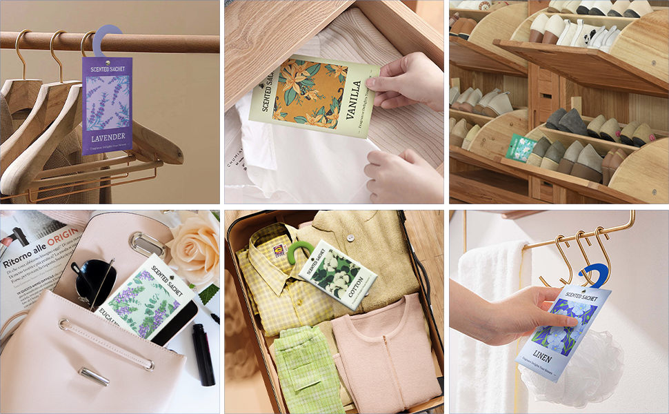 LASENTEUR Scented Sachets for Wardrobe, Drawer, Cupboard, Closets