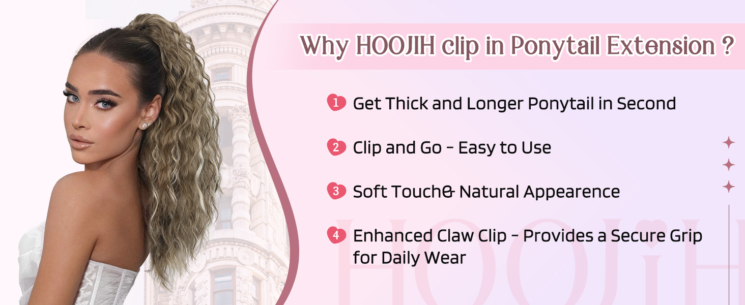 HOOJIH Clip in Ponytail Hair Extension
