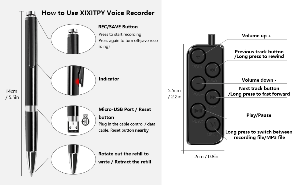 32GB Digital Voice Recorder, XIXITPY Voice Activated Recorder with 188