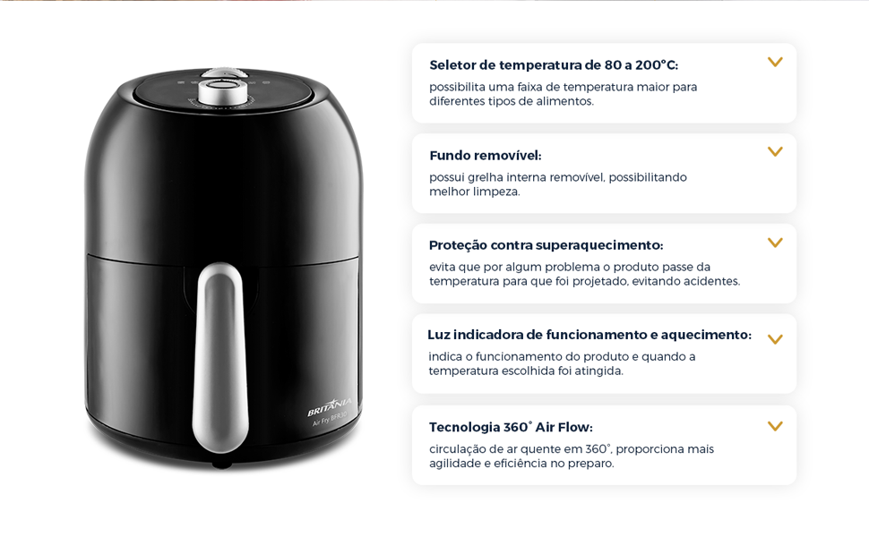 Fritadeira Air Fryer Britânia BFR30 Antiaderente 3L 1000W