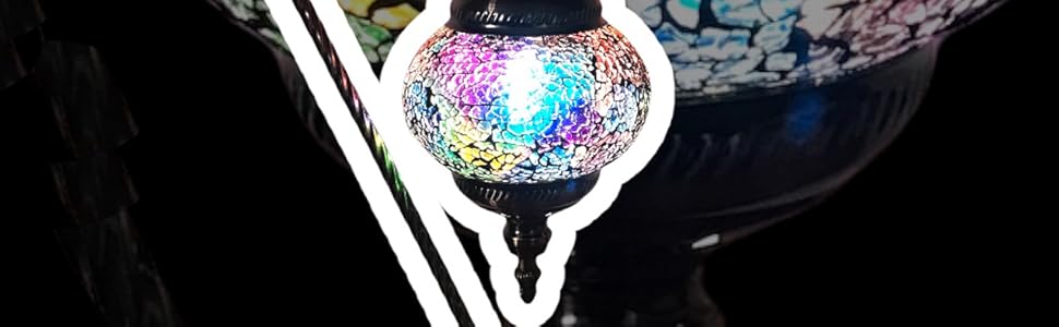 Swan Neck Mosaic Turkish Lamp Purple Blue Gold Pink