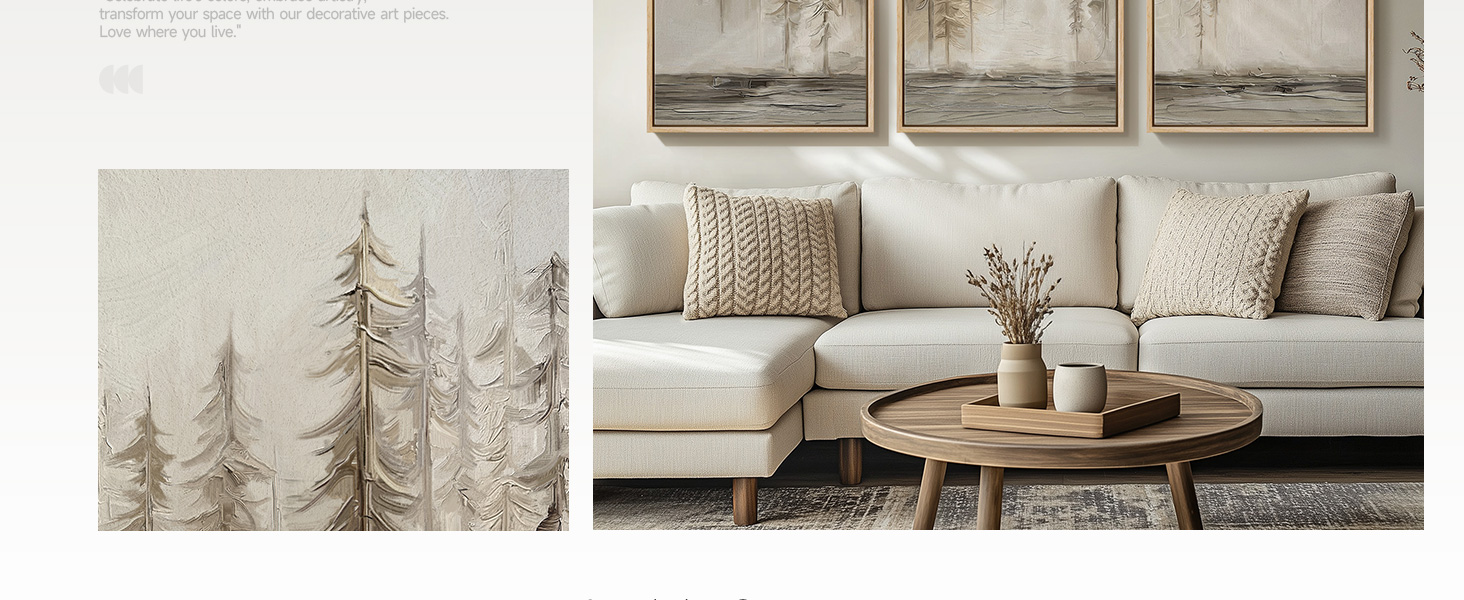 3 piece abstract pastel grunge forest landscape tree canvas artwork set