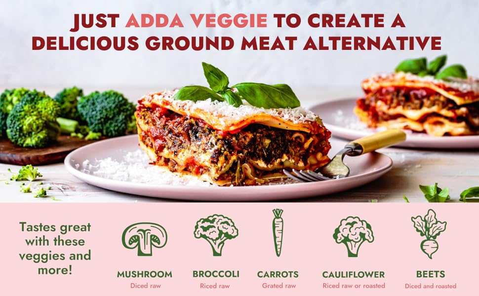 Adda Veggie PlantBased Ground Meat Alternative Veggie Burger Mix GlutenFree, SoyFree