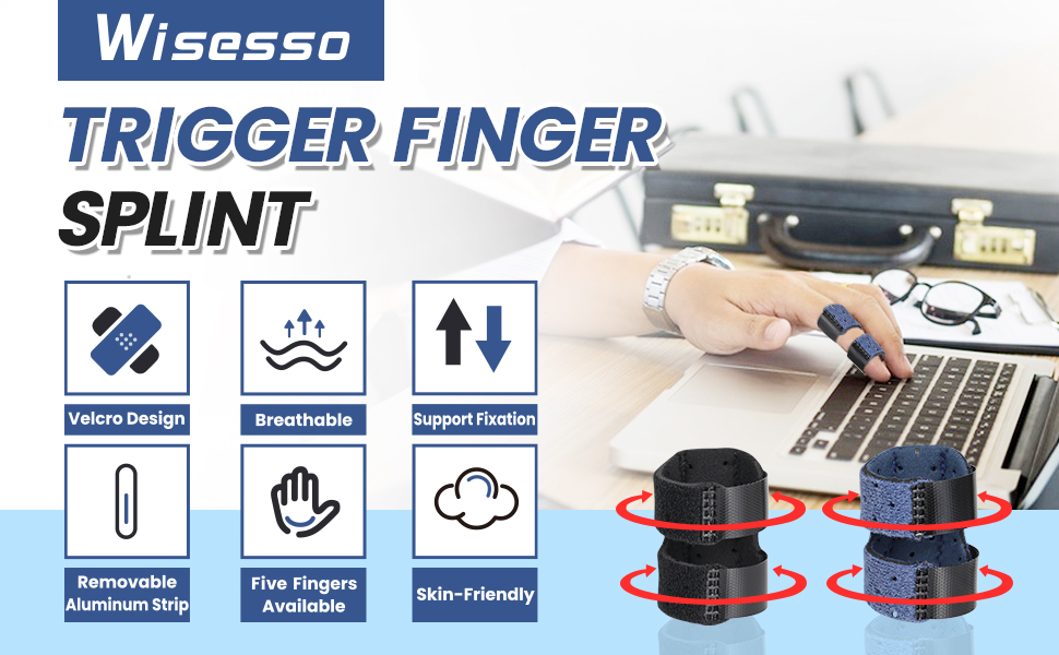 Wisesso Trigger Thumb Splints, Finger Splint for Broken