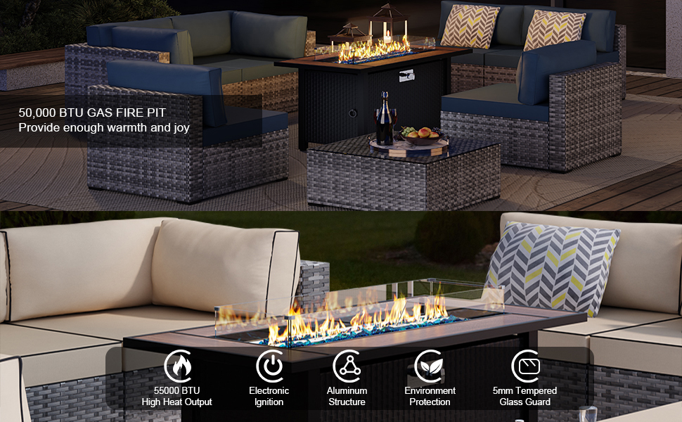 Shintenchi 45 Inch Propane Fire Pit Table