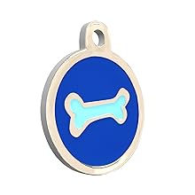 Design Round Bone Blue Pet ID Tag
