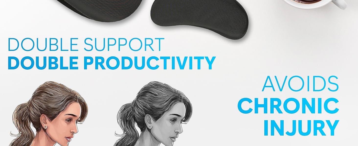 KLIM Mouse & Keyboard Wrist Rest Set Silky Gel Memory