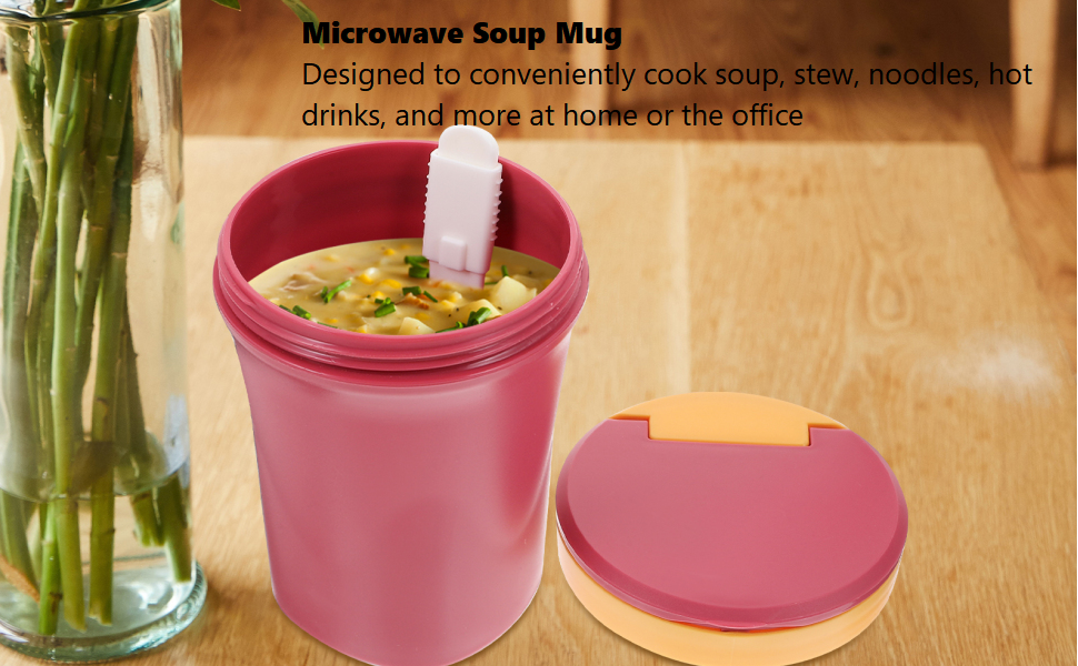 Cabilock Plastic Soup Mug with Lid Spoon Portable