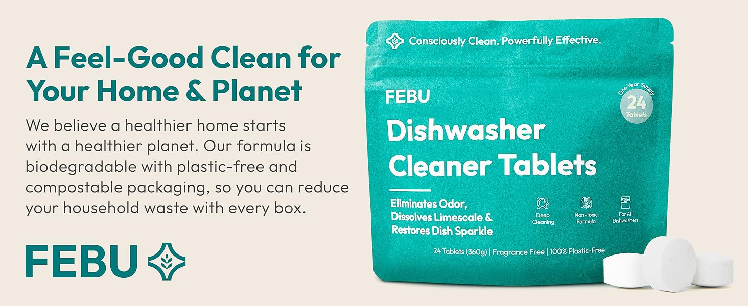 Smart, healthy, earth-friendly machine cleaner tablets by FEBU