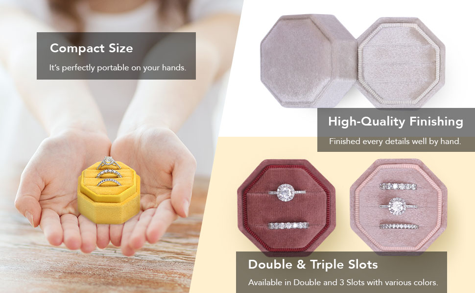 dusty rose color ring case octagon shape ring case