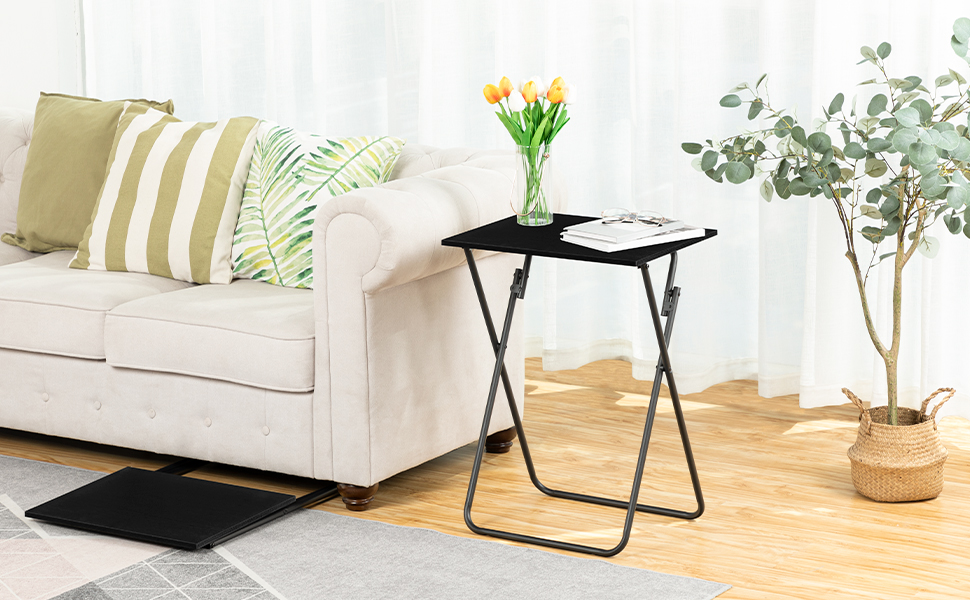 HOOBRO Side Table, Small Folding Table, TV Dinner Tray Table, Folding