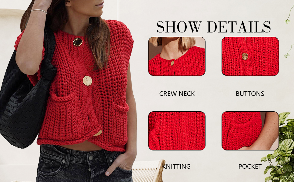Amazon.com: Womens Y2K Chunky Knit Vest Button Down Crop