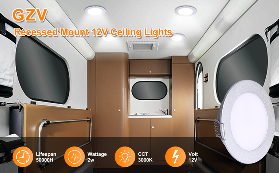 GZV Puck Light, 12 Volt LED RV Boat Recessed Mount Ceiling Light for Under