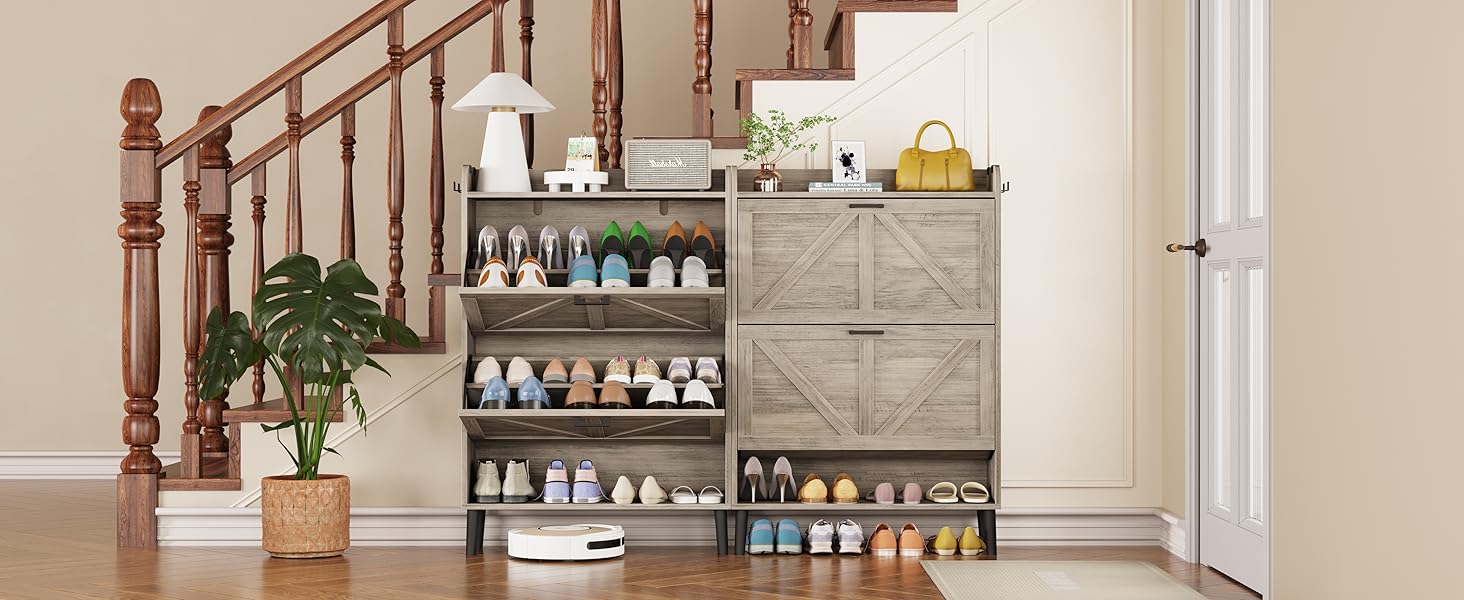 Shoe Cabinet with 2 Flip Drawers